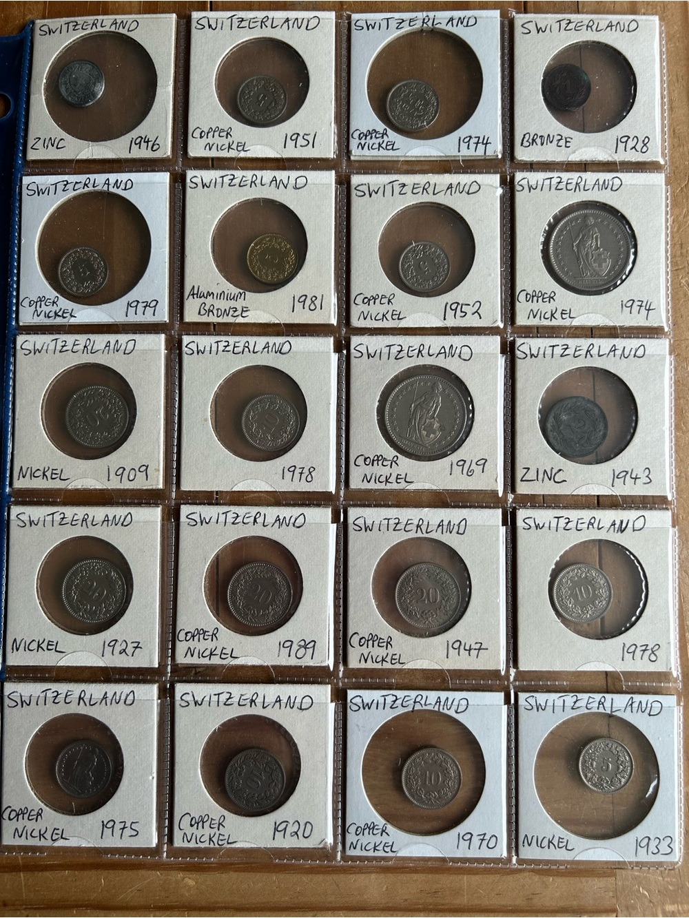 Vintage Swiss Coin Collection - Assorted Silver-Tone Coins (40 coins)